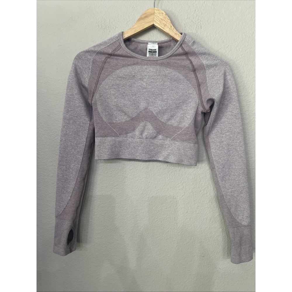 GYMSHARK Flex Sport PURPLE BERRY Long Sleeve Crop Top Athletic Top SZ MEDIUM